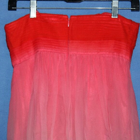 BCBGMAXAZRIA Strapless Ombre Cocktail Dress - Women's Size 4 - Red to Pink - Emb - Picture 7 of 13